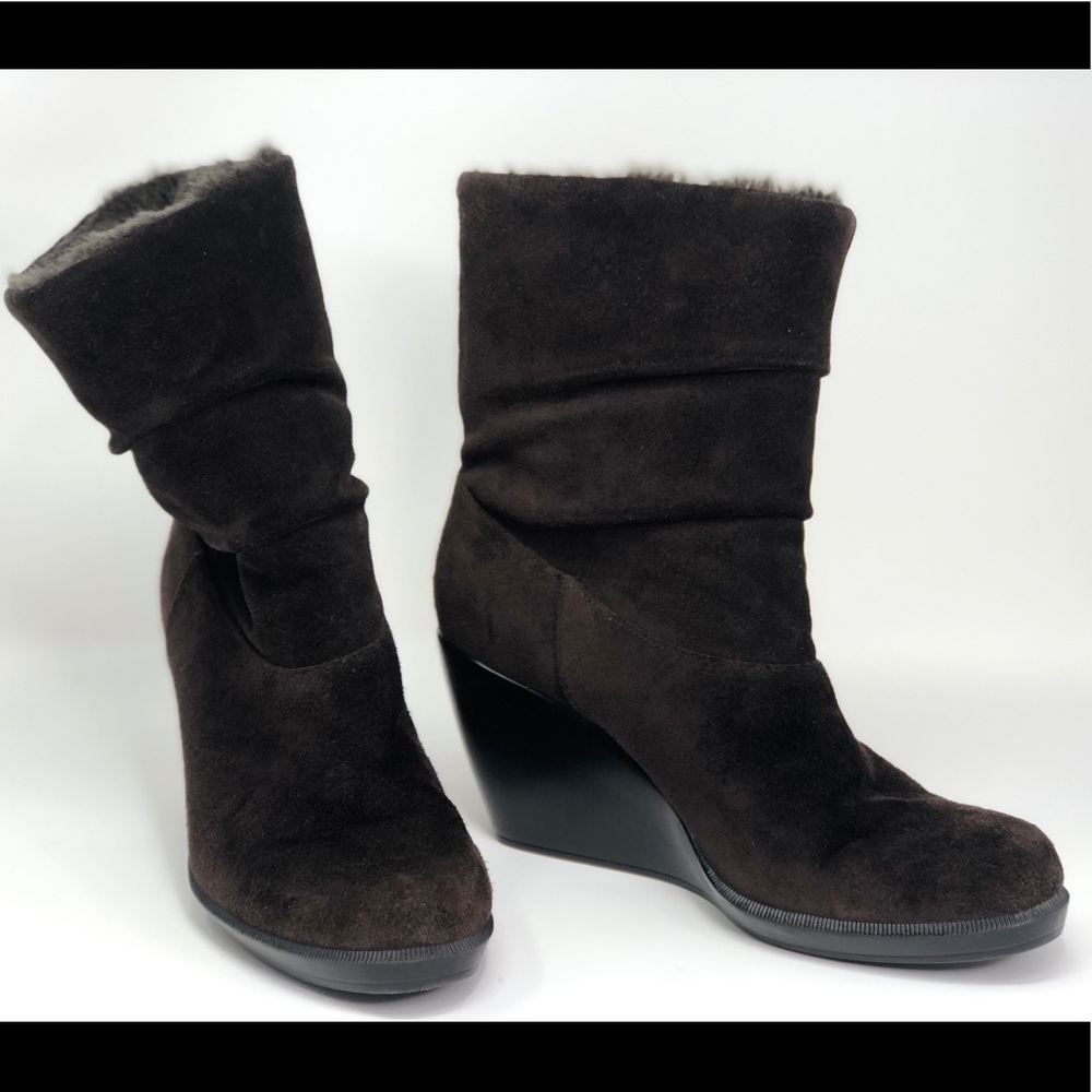 Calvin Klein Brown Wedge Boots Waterproof